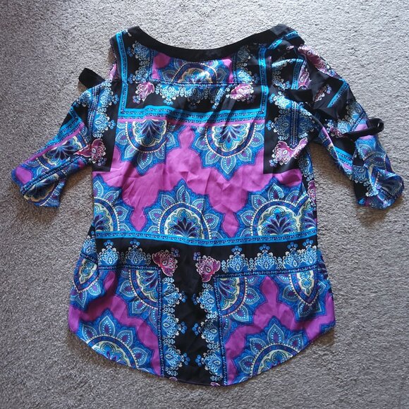 NICOLE MILLER SATIN PAISLEY TOP - Picture 3 of 3